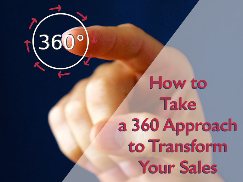 Finer pointing at the number 360 to illustrate take a 360 approach to transform your sales